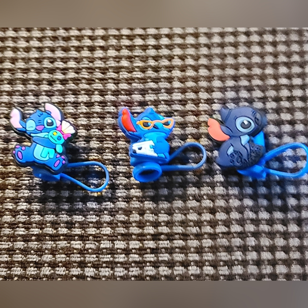 Lot Of 3 Stitch Character Straw Cover